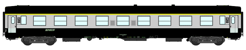 REE VB-075-voiture UIC-a9 vert-gris logo nouille